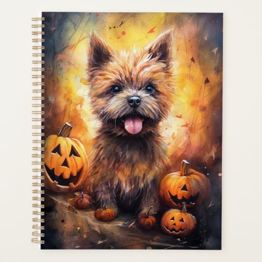 Halloween Cairn Terrier met pompoenen eng Planner (Voorkant)