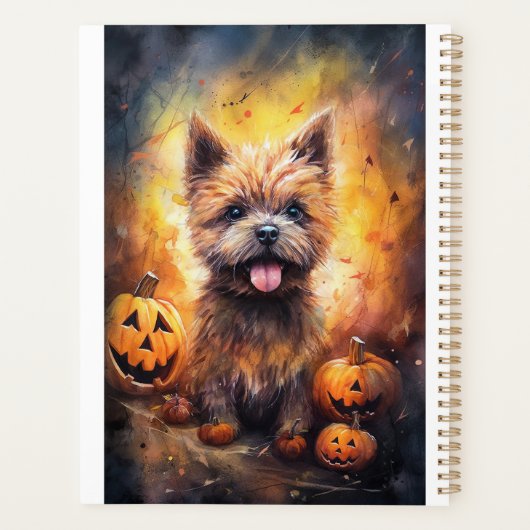 Halloween Cairn Terrier met pompoenen eng Planner (Achterkant)