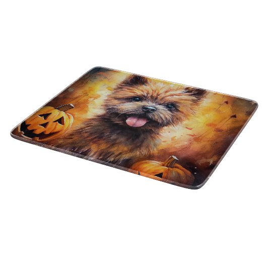 Halloween Cairn Terrier met pompoenen eng Snijplank (Hoek)