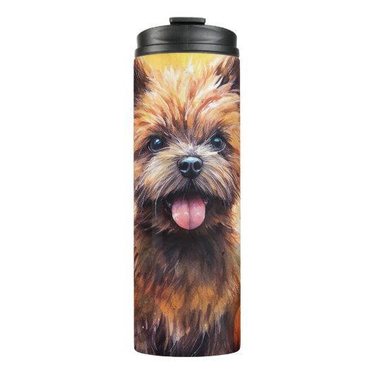 Halloween Cairn Terrier met pompoenen eng Thermosbeker (Voorkant)