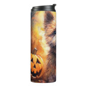 Halloween Cairn Terrier met pompoenen eng Thermosbeker (Gedraaid links)