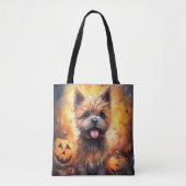 Halloween Cairn Terrier met pompoenen eng Tote Bag (Voorkant)
