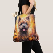Halloween Cairn Terrier met pompoenen eng Tote Bag (Dichtbij)