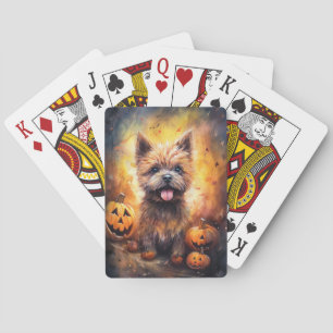 Halloween Cairn Terrier Met Pompoenen Griezelen Pokerkaarten