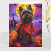 Halloween Cairn Terrier Vampire Pumpkins eng Kaart (Gele Bloem)