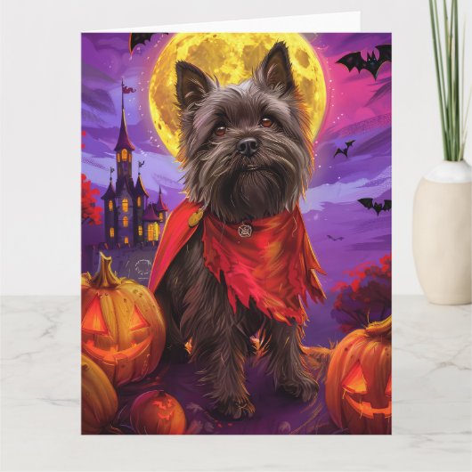 Halloween Cairn Terrier Vampire Pumpkins eng Kaart (Voorkant)