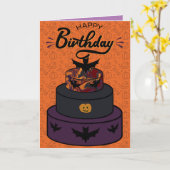 Halloween Cake Birthday Card Kaart (Gele Bloem)