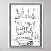 Halloween Cake Kleurplaat Kunst Poster (Voorkant)