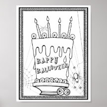 Halloween Cake Kleurplaat Kunst