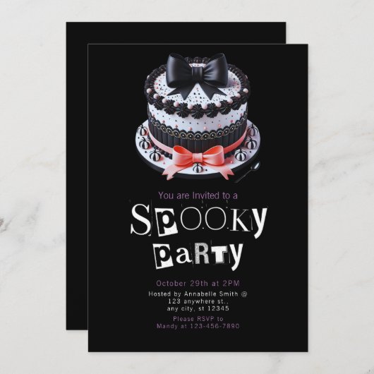 Halloween Cake Schattige Modern Minimalistisch Hal Kaart (Voorkant / Achterkant)