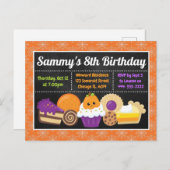 Halloween Cakes and Trees Birthday Party Invitati Briefkaart (Voorkant / Achterkant)