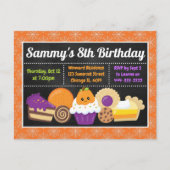 Halloween Cakes and Trees Birthday Party Invitati Briefkaart (Voorkant)
