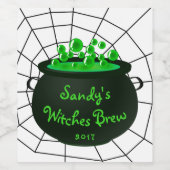 Halloween Caldron Heksen Brew Cobweb Wijn Label Wijn Etiket (Enkel label)