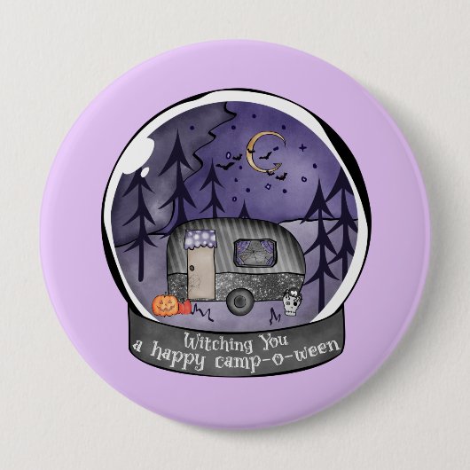 Halloween Camper in a Snowball Ronde Button 4,0 Cm (Voorkant)