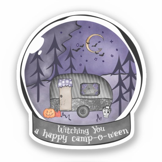 Halloween Camper in a Snowball Sticker (Voorkant)