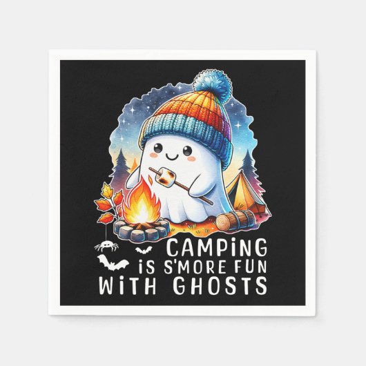 Halloween Camping is S'more Fun Met Ghosts Black Servet (Voorkant)