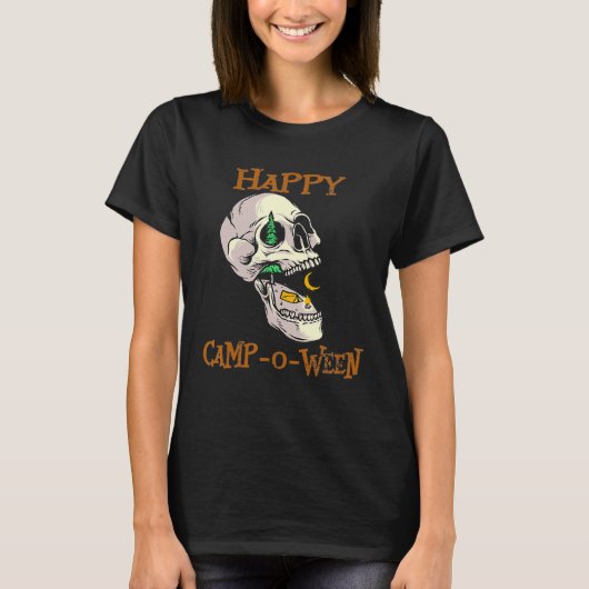 Halloween Camping Skull Camper Camp Outdoors Skele T-shirt (Voorkant)