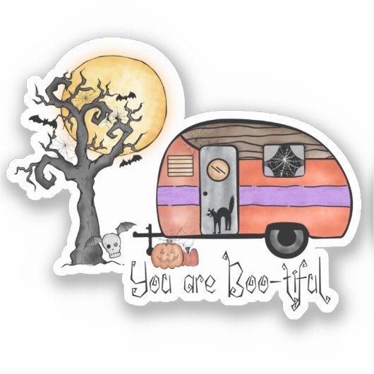 Halloween Camping | U bent erbarmelijk Sticker (Voorkant)