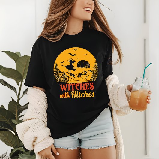 Halloween Camping Witch Grappig Modern Tri-Blend Shirt