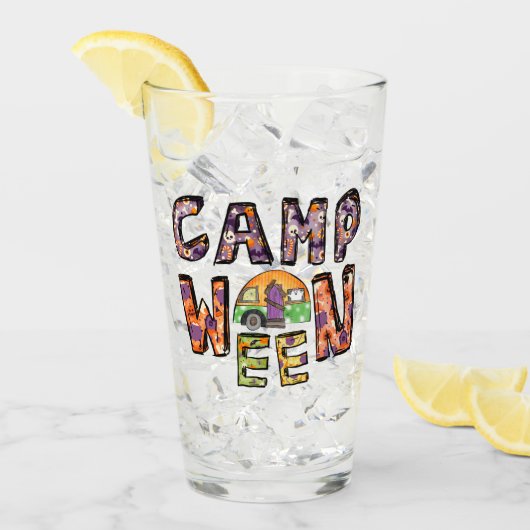 Halloween Camping | Word Pun Glas (Voorkant ijs)