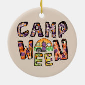 Halloween Camping | Word Pun Keramisch Ornament (Achterkant)