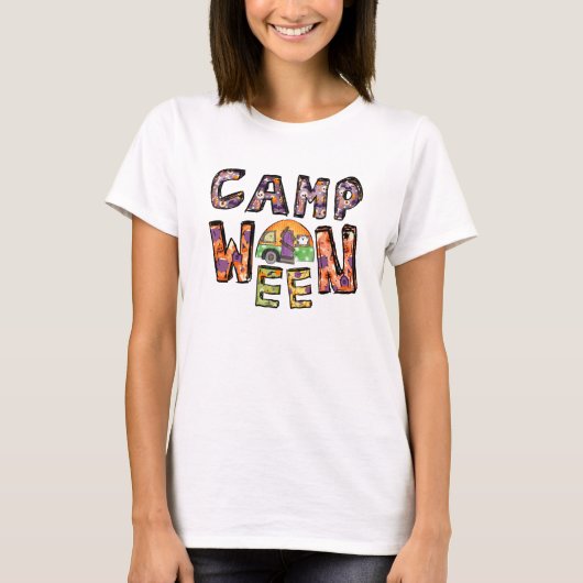 Halloween Camping | Word Pun T-shirt (Voorkant)