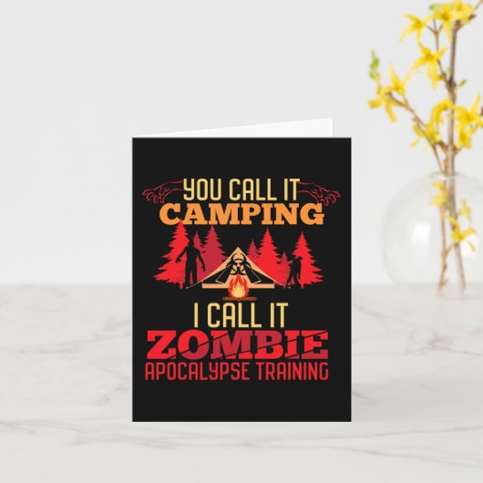 Halloween Camping Zombie Apocalypse Training Fun Kaart (Gele Bloem)