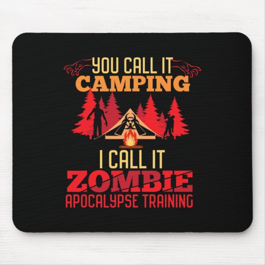 Halloween Camping Zombie Apocalypse Training Fun Muismat (Voorkant)