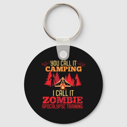 Halloween Camping Zombie Apocalypse Training Fun Sleutelhanger (Voorkant)