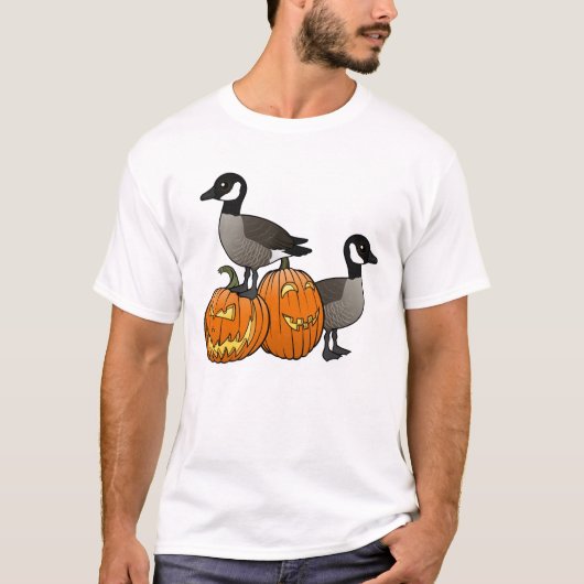 Halloween Canada Ganzen Vogels met Jack-o-lantaarn T-shirt (Voorkant)