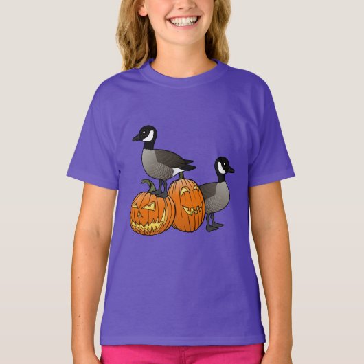 Halloween Canada Ganzen Vogels met Jack-o-lantaarn T-shirt (Voorkant)
