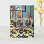 Halloween Candelabra en Skull Halloween Kaart (Gele Bloem)