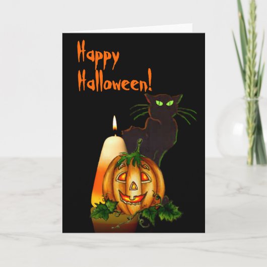 HALLOWEEN CANDLE, JACK & CAT beroemd gemaakt door  Kaart (Voorkant)