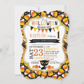 Halloween Candy Corn Black Cat Pumpkins Birthday Kaart (Voorkant)