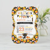 Halloween Candy Corn Black Cat Pumpkins Birthday Kaart (Staand voorkant)