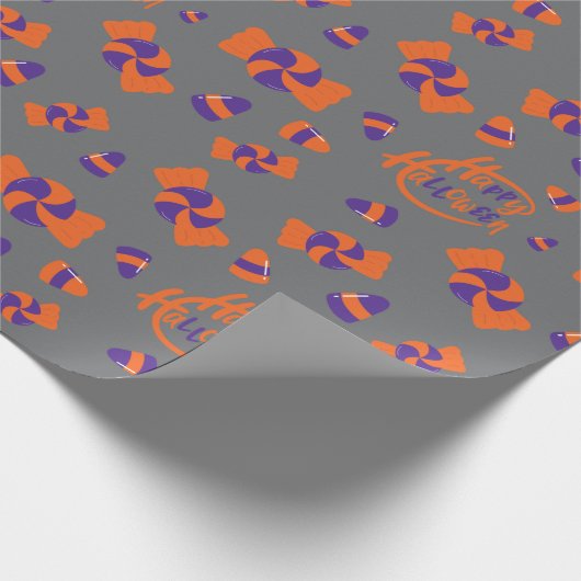 Halloween Candy Corn en Sweet Grey Wrapping Paper Cadeaupapier (Hoek)