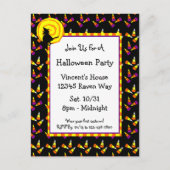 Halloween Candy Corn en Witch Invitation Briefkaar Uitnodiging Briefkaart (Voorkant)