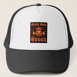 Halloween Candy Corn Koningin Retro Vector Design Trucker Pet