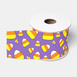 Halloween Candy Corn met paarse achtergrondprint Grosgrain Lint