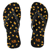 Halloween Candy Corn Monogrammed Zwarte Teenslippe Teenslippers (Voetbed)