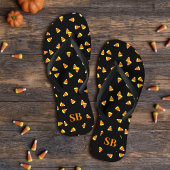 Halloween Candy Corn Monogrammed Zwarte Teenslippe Teenslippers