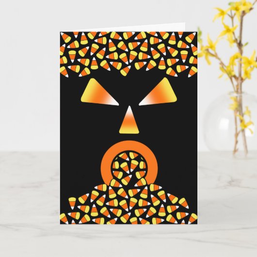 Halloween Candy Corn Monster Eating Sweets Kaart (Gele Bloem)