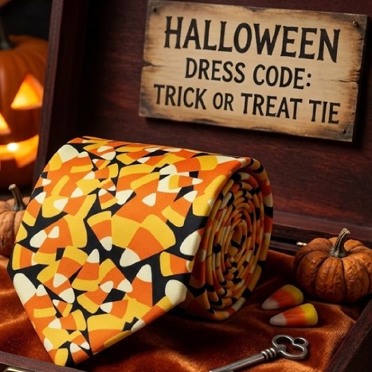 Halloween Candy Corn Naadloos Patroon Stropdas