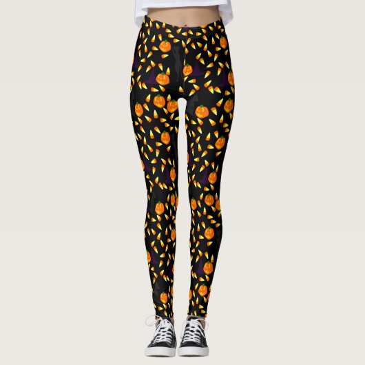 Halloween Candy Corn Novelty Print Leggings (Voorkant)