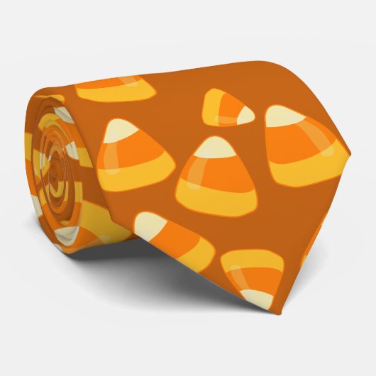 Halloween Candy Corn Pattern Oranje Stropdas (Opgerold)