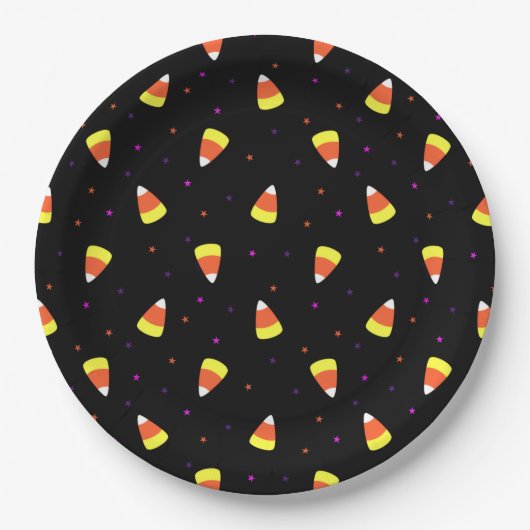 Halloween Candy Corn Pattern Papieren Bordje (Voorkant)