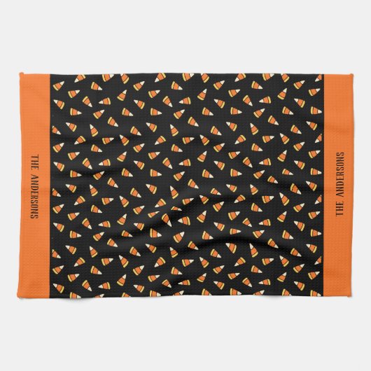 Halloween Candy Corn Pattern Persoonlijk Theedoek (Horizontaal)