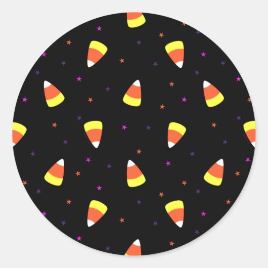 Halloween Candy Corn Pattern Ronde Sticker (Voorkant)