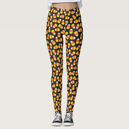 Halloween Candy Corn Patterned Leggings (Voorkant)