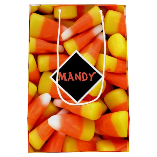Halloween Candy Corn Personalize Medium Cadeauzakje (Achterkant)